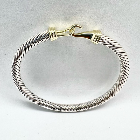 David Yurman Sterling Silver 14k Buckle Classic Cable Bracelet - Picture 3 of 13